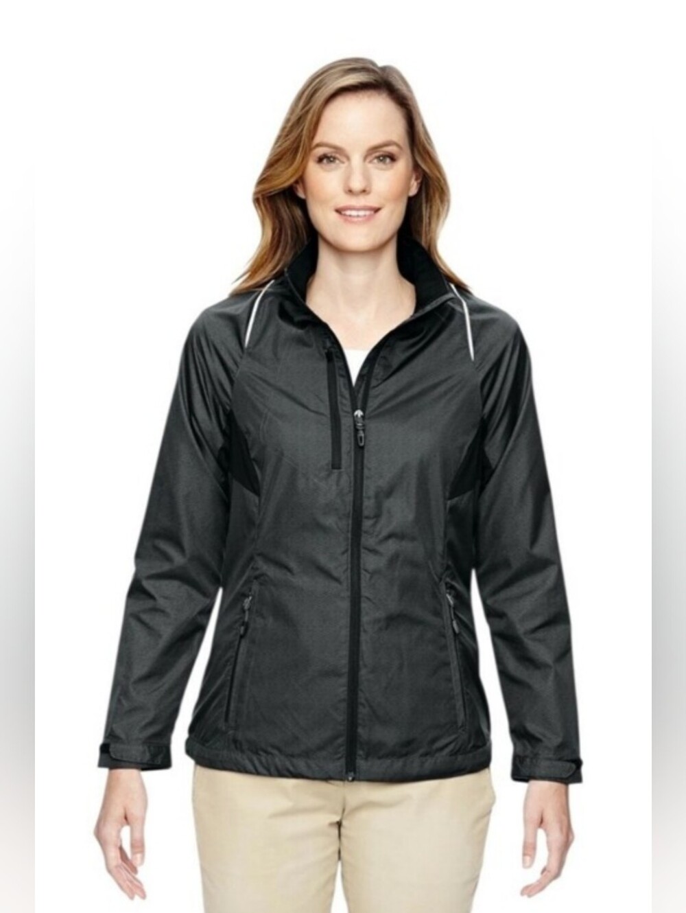North End Lightweight Womens  Black Dobby Jacket